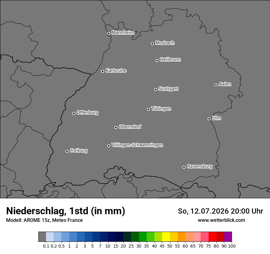 Modellkarte AROME – precip – bw