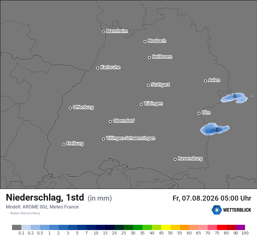 Modellkarte AROME – precip – bw