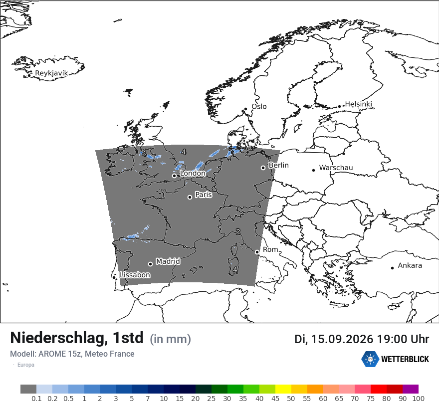 Modellkarte AROME – precip – europa