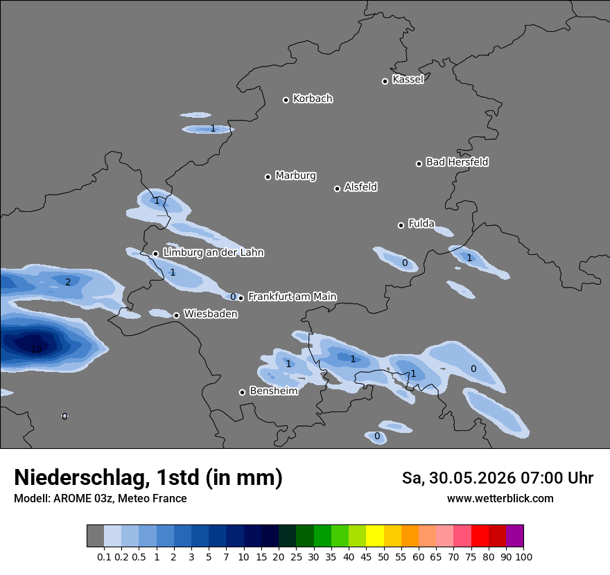 Modellkarte AROME – precip – he