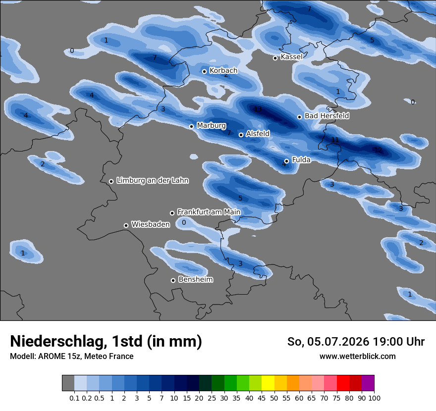 Modellkarte AROME – precip – he