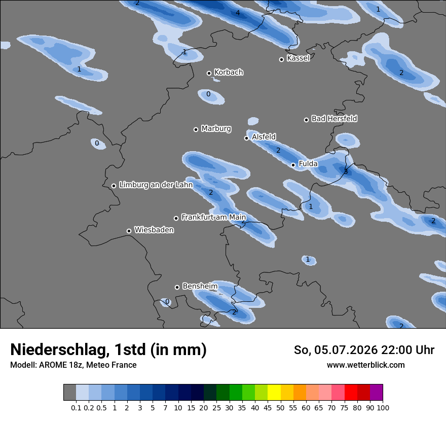 Modellkarte AROME – precip – he