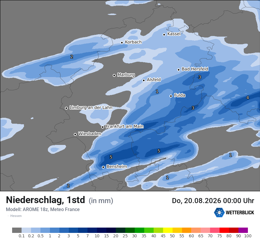 Modellkarte AROME – precip – he