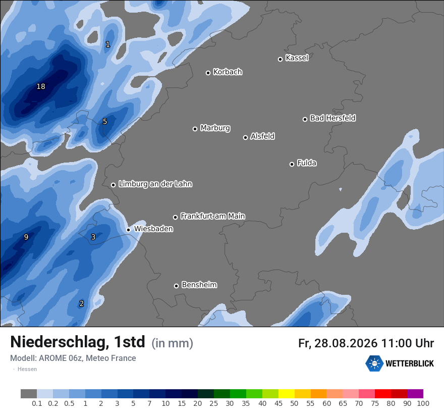 Modellkarte AROME – precip – he