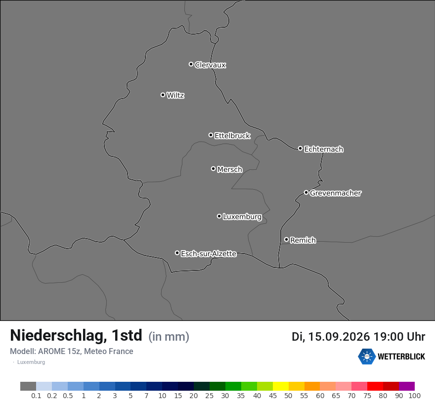 Modellkarte AROME – precip – luxemburg