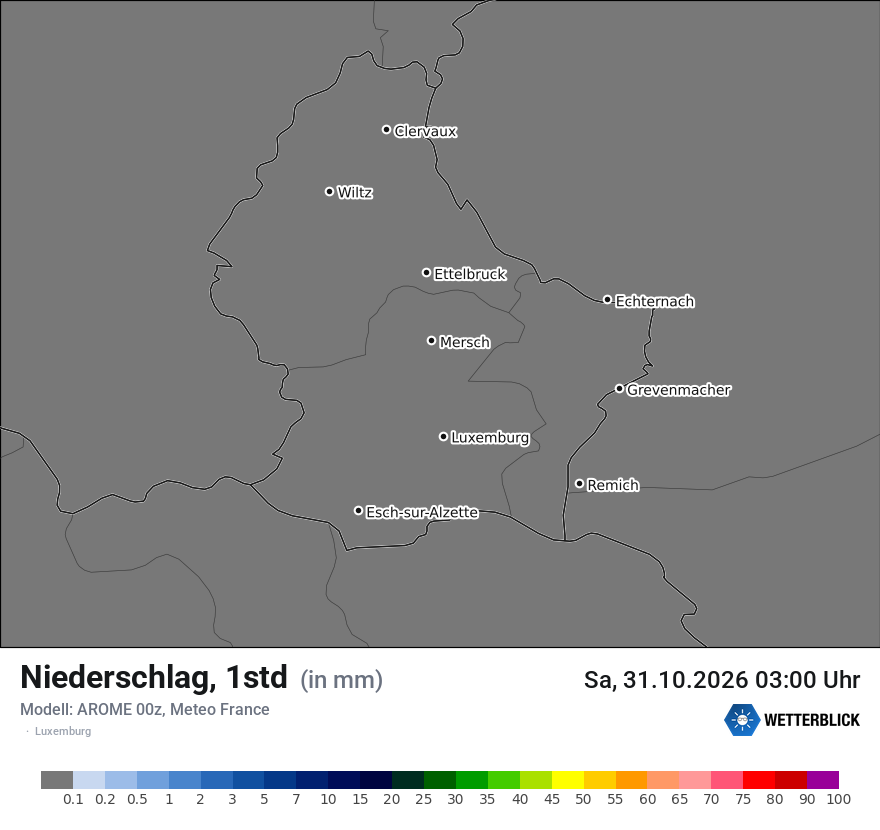 Modellkarte AROME – precip – luxemburg