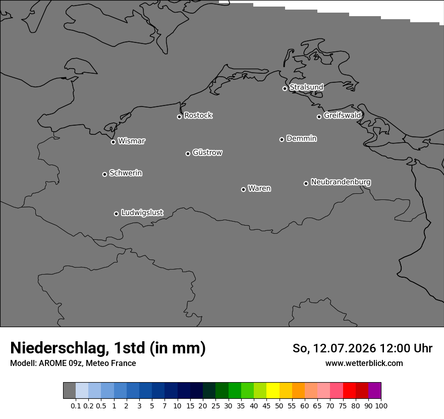 Modellkarte AROME – precip – mv
