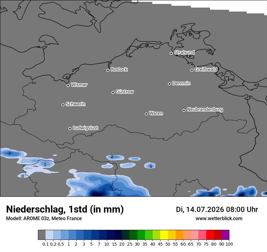 Modellkarte AROME – precip – mv