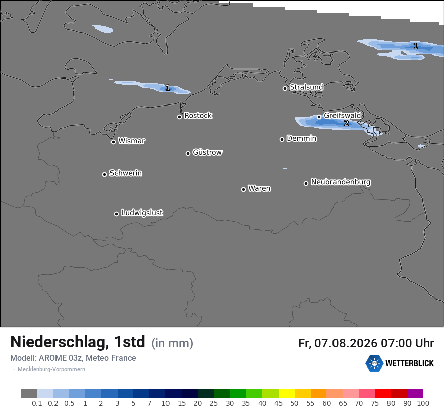 Modellkarte AROME – precip – mv