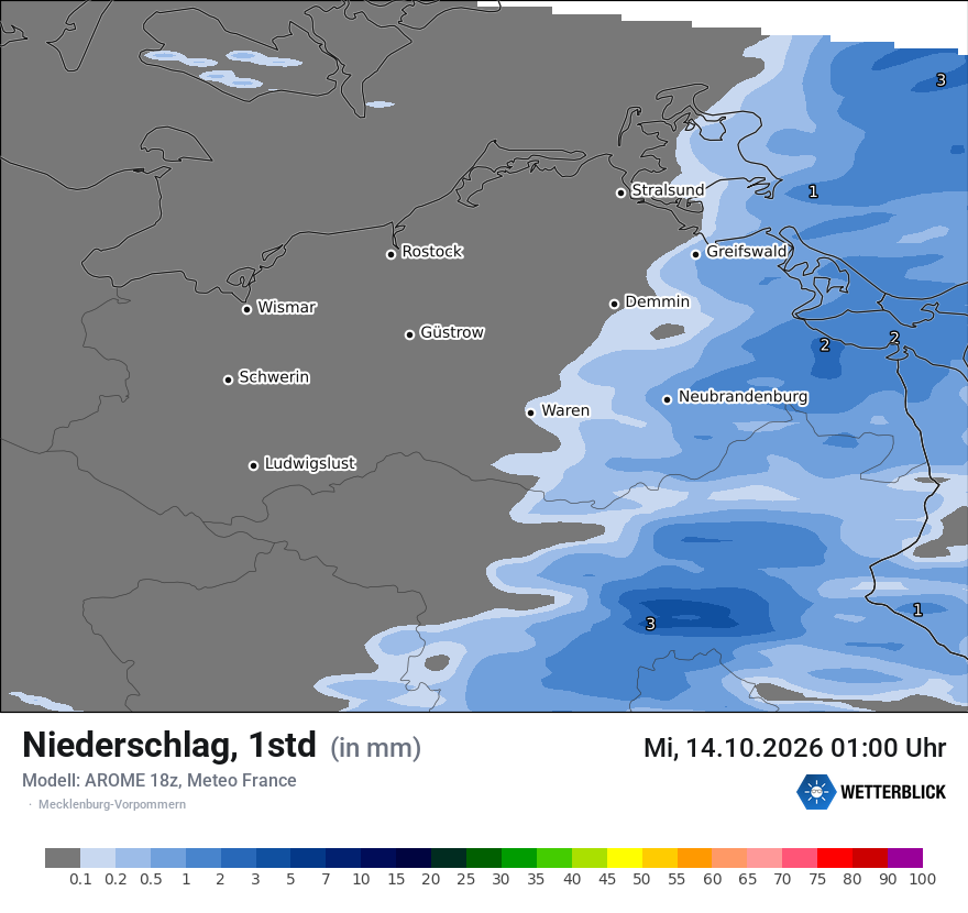 Modellkarte AROME – precip – mv