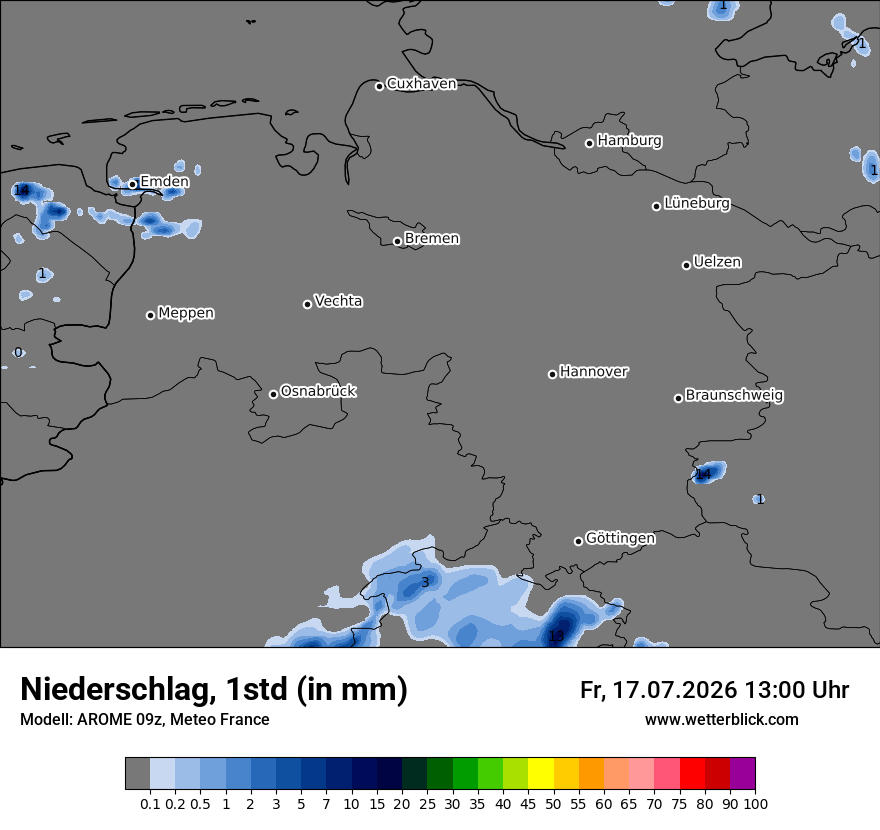 Modellkarte AROME – precip – ni