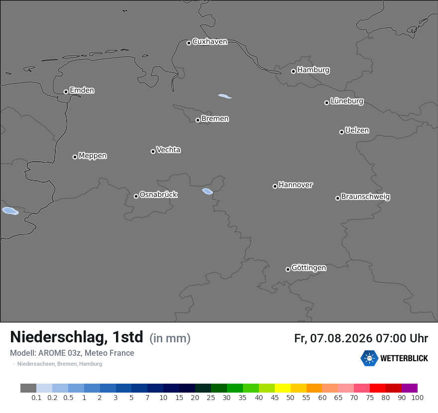 Modellkarte AROME – precip – ni