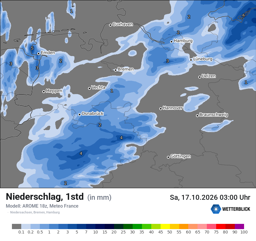 Modellkarte AROME – precip – ni