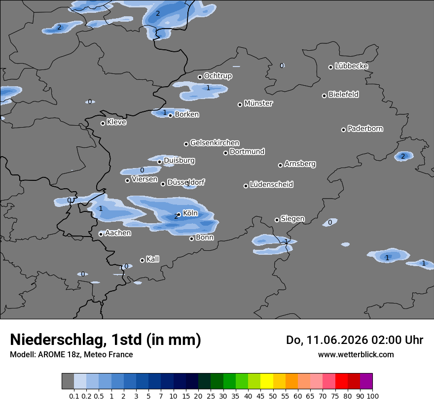 Modellkarte AROME – precip – nrw
