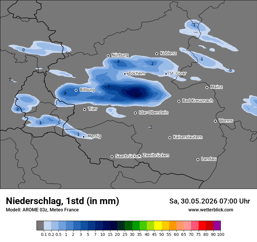 Modellkarte AROME – precip – rp