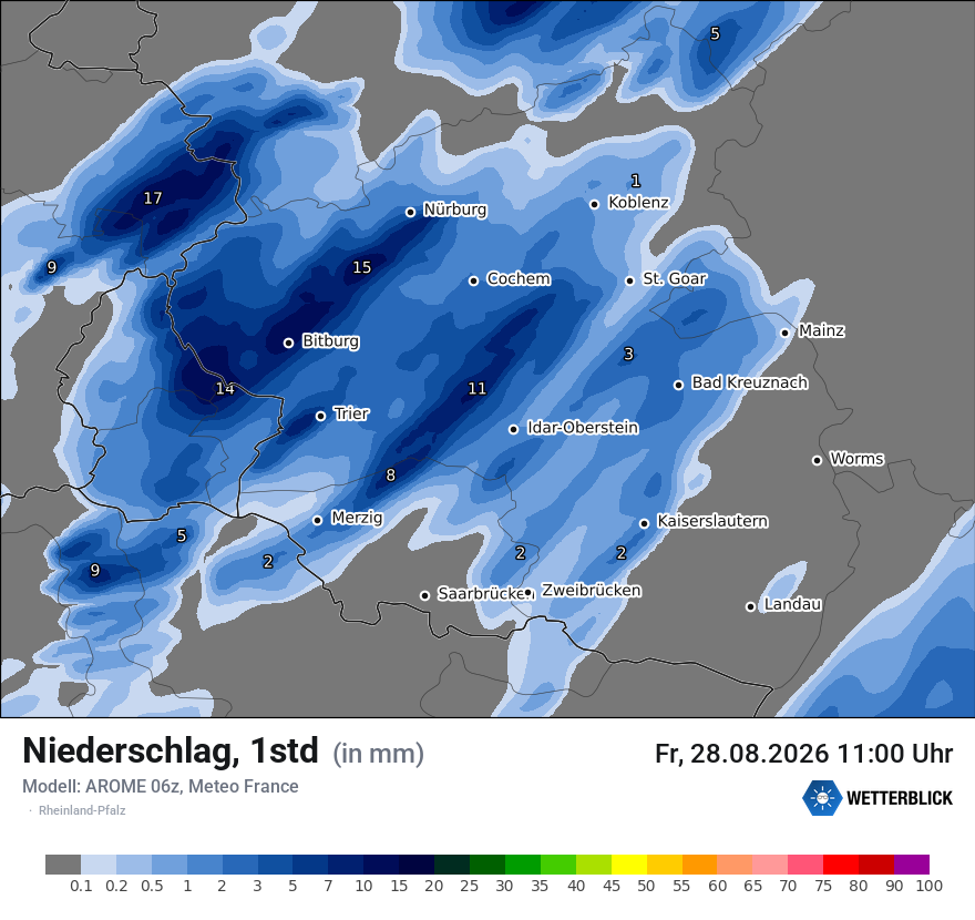 Modellkarte AROME – precip – rp