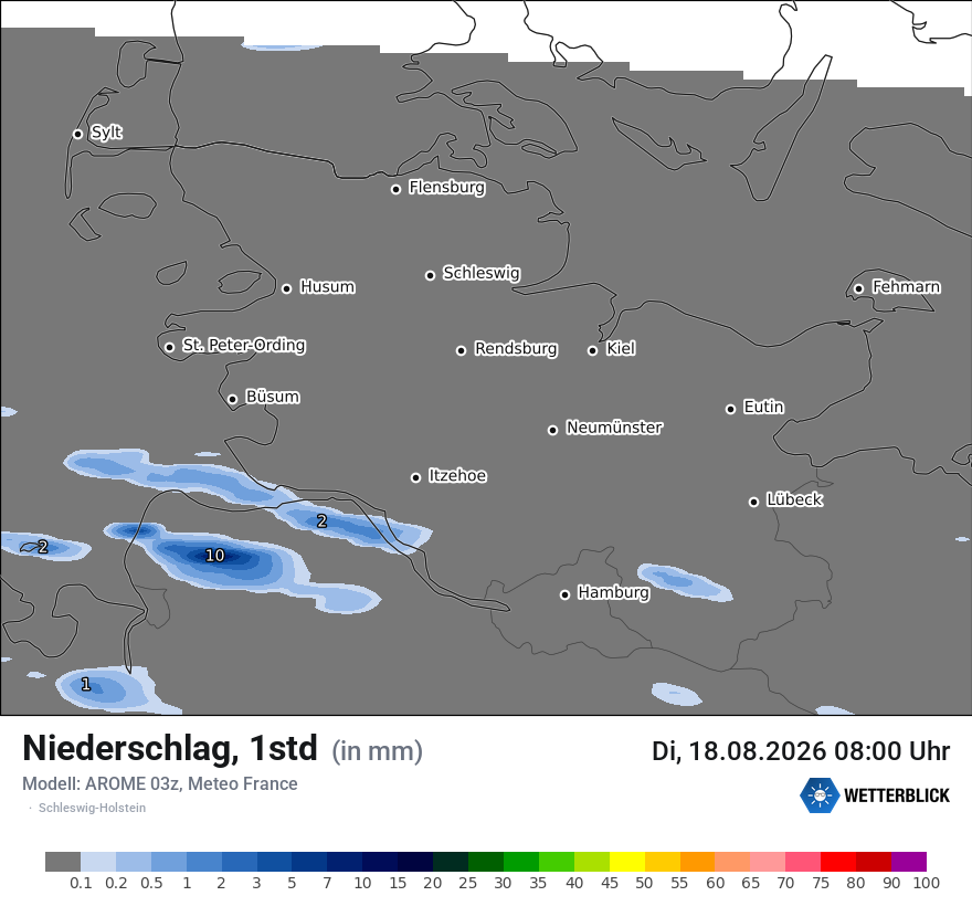 Modellkarte AROME – precip – sh