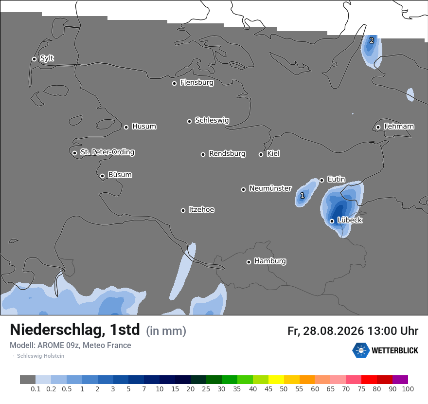 Modellkarte AROME – precip – sh