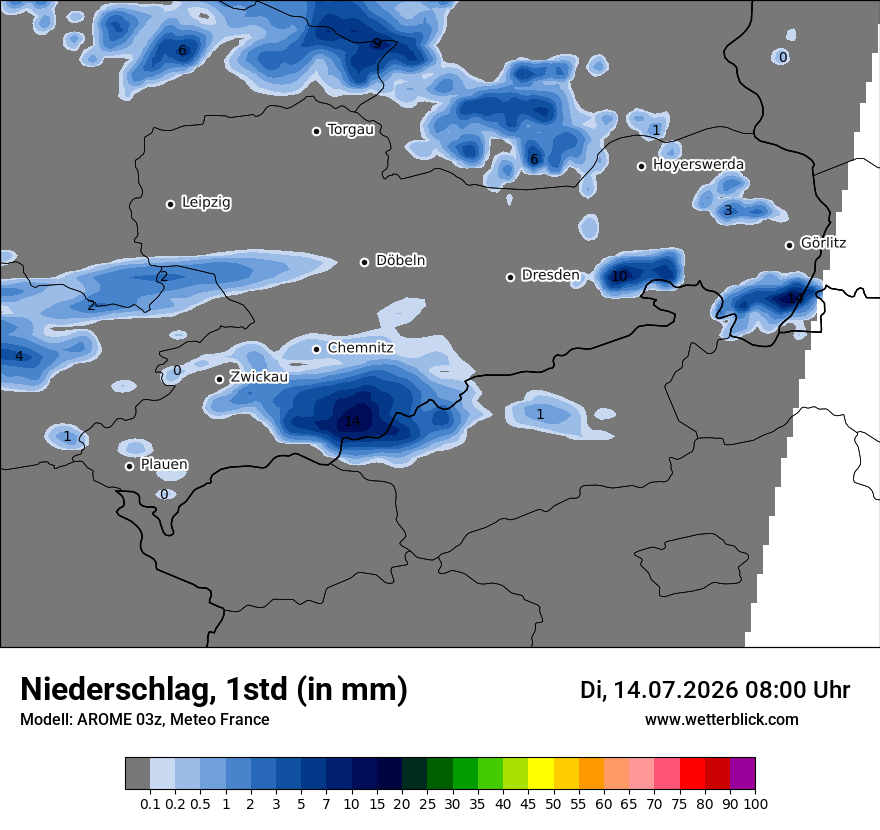 Modellkarte AROME – precip – sn