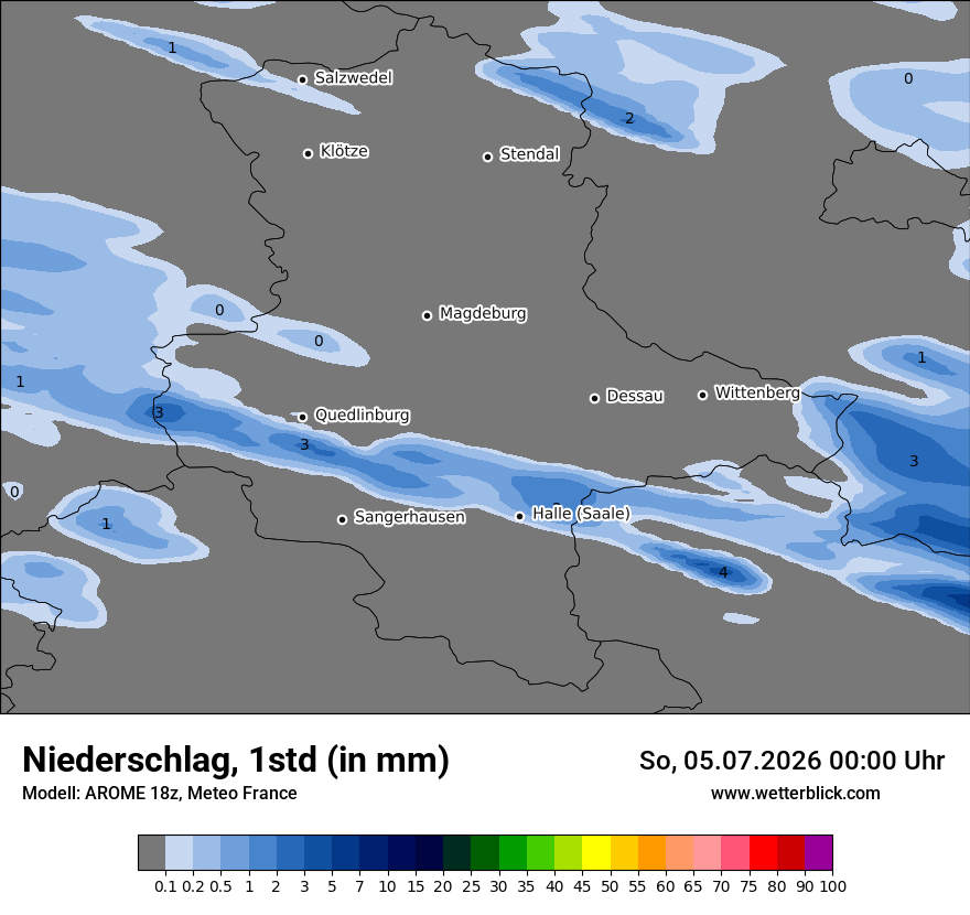 Modellkarte AROME – precip – st