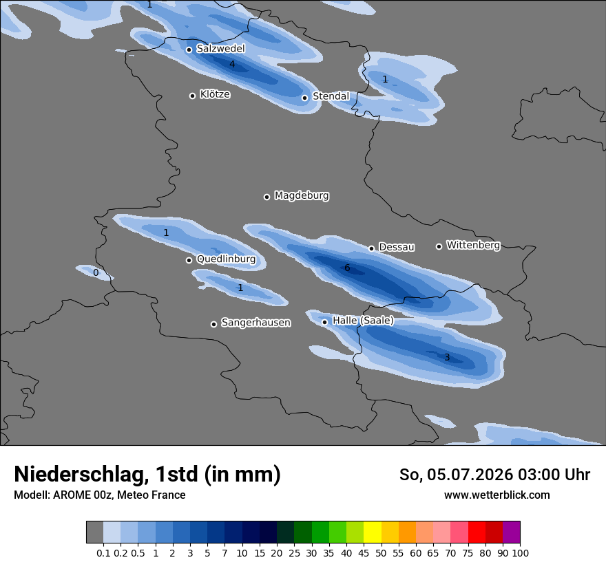 Modellkarte AROME – precip – st