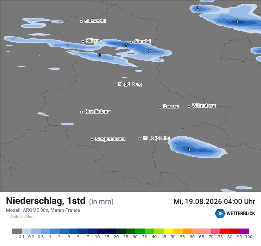 Modellkarte AROME – precip – st