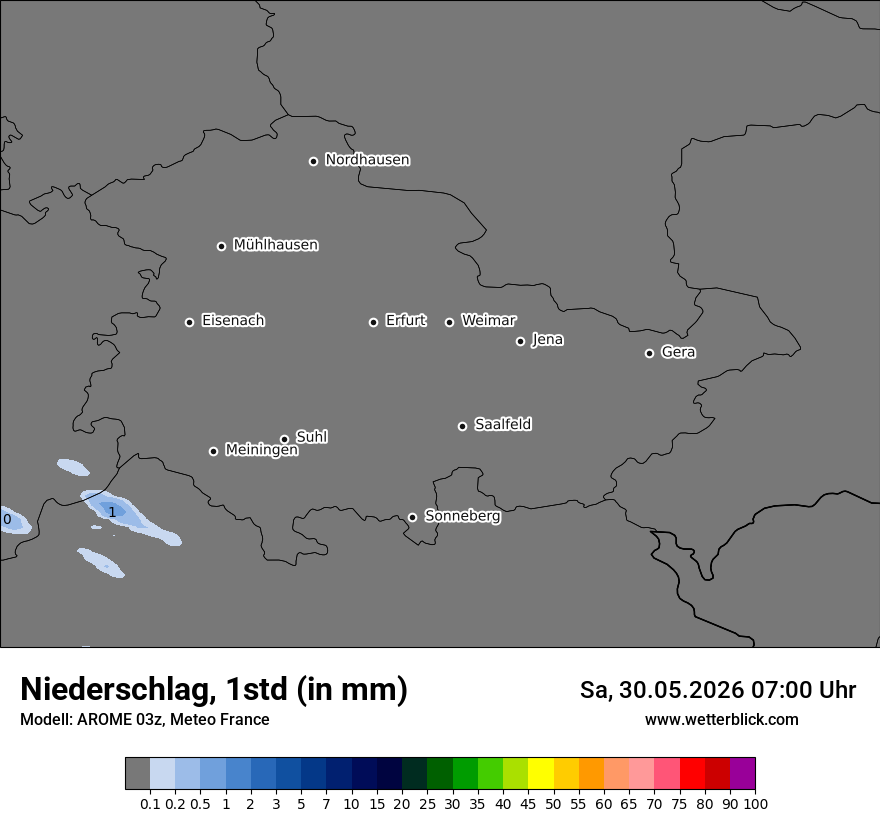 Modellkarte AROME – precip – th