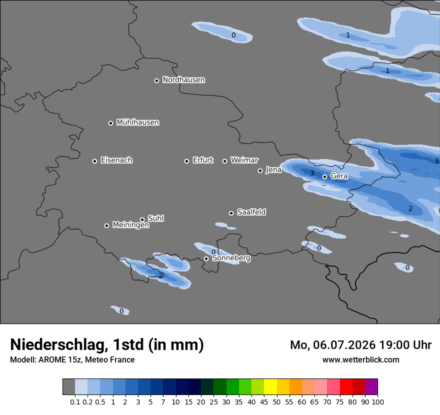 Modellkarte AROME – precip – th