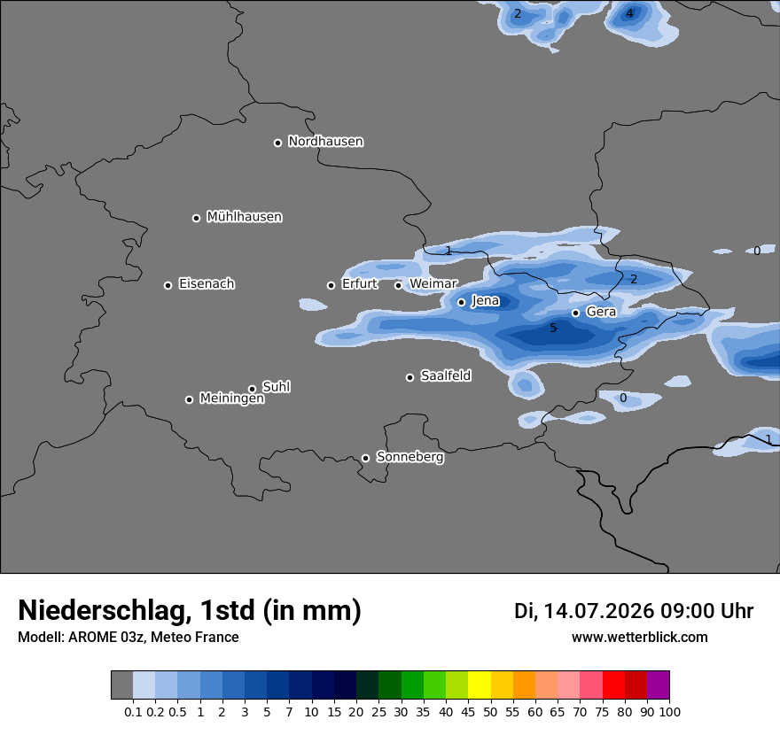 Modellkarte AROME – precip – th