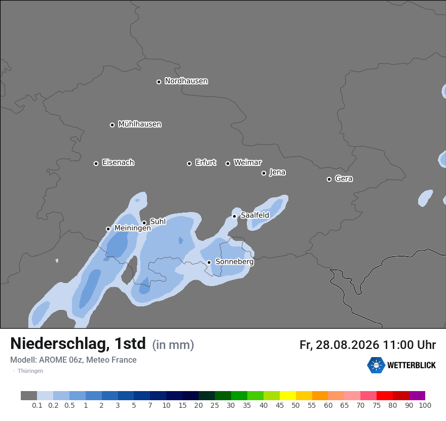 Modellkarte AROME – precip – th