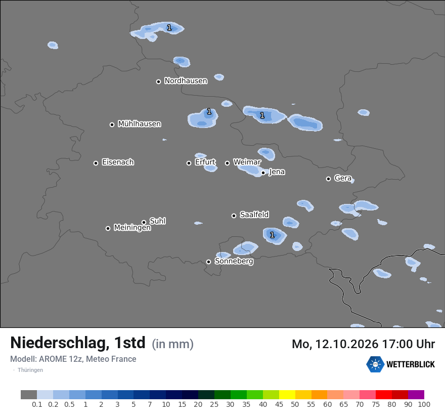 Modellkarte AROME – precip – th