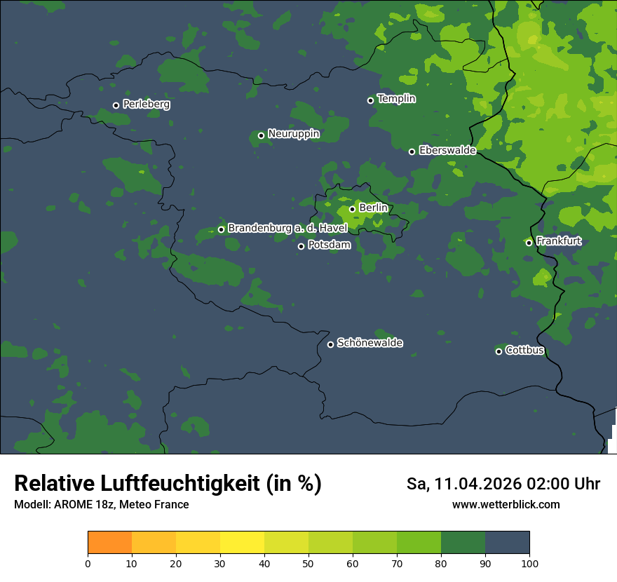 Modellkarte AROME – relhum – bb