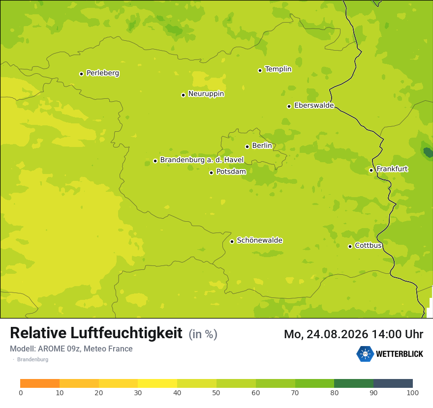Modellkarte AROME – relhum – bb