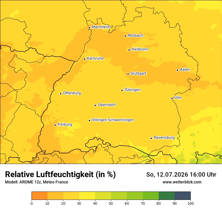 Modellkarte AROME – relhum – bw