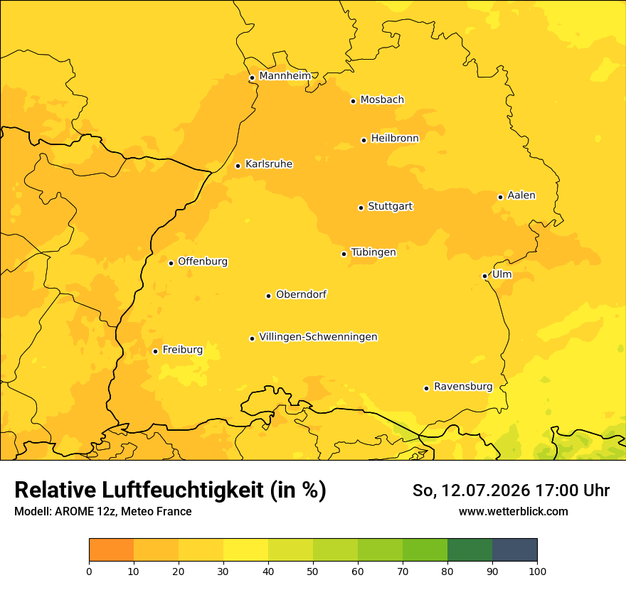 Modellkarte AROME – relhum – bw