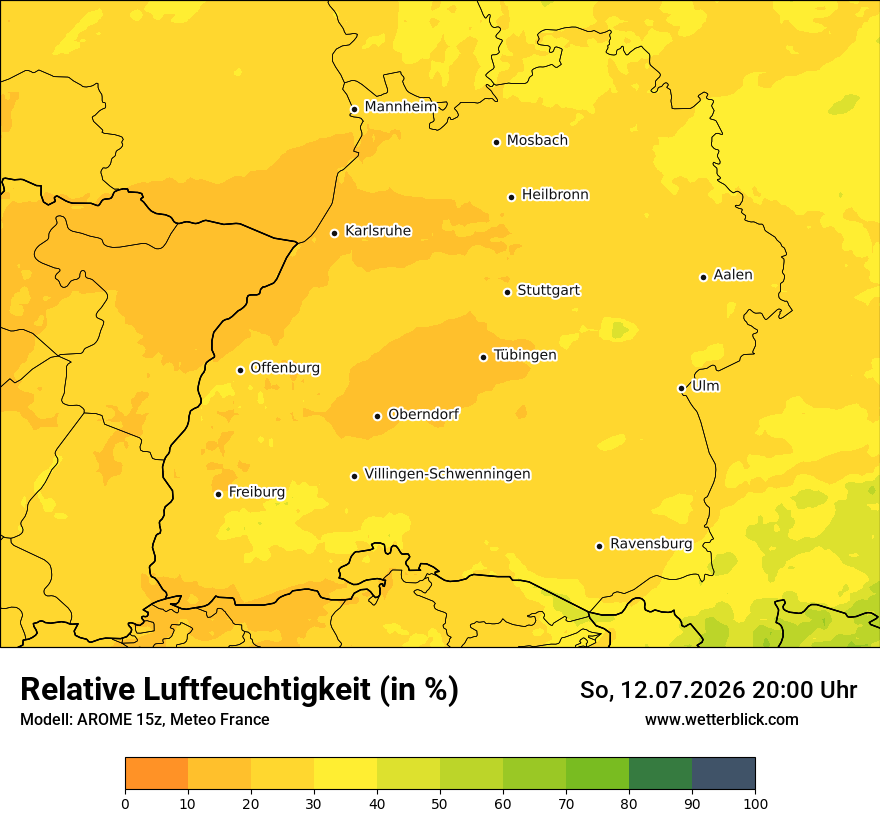 Modellkarte AROME – relhum – bw