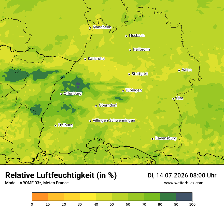 Modellkarte AROME – relhum – bw