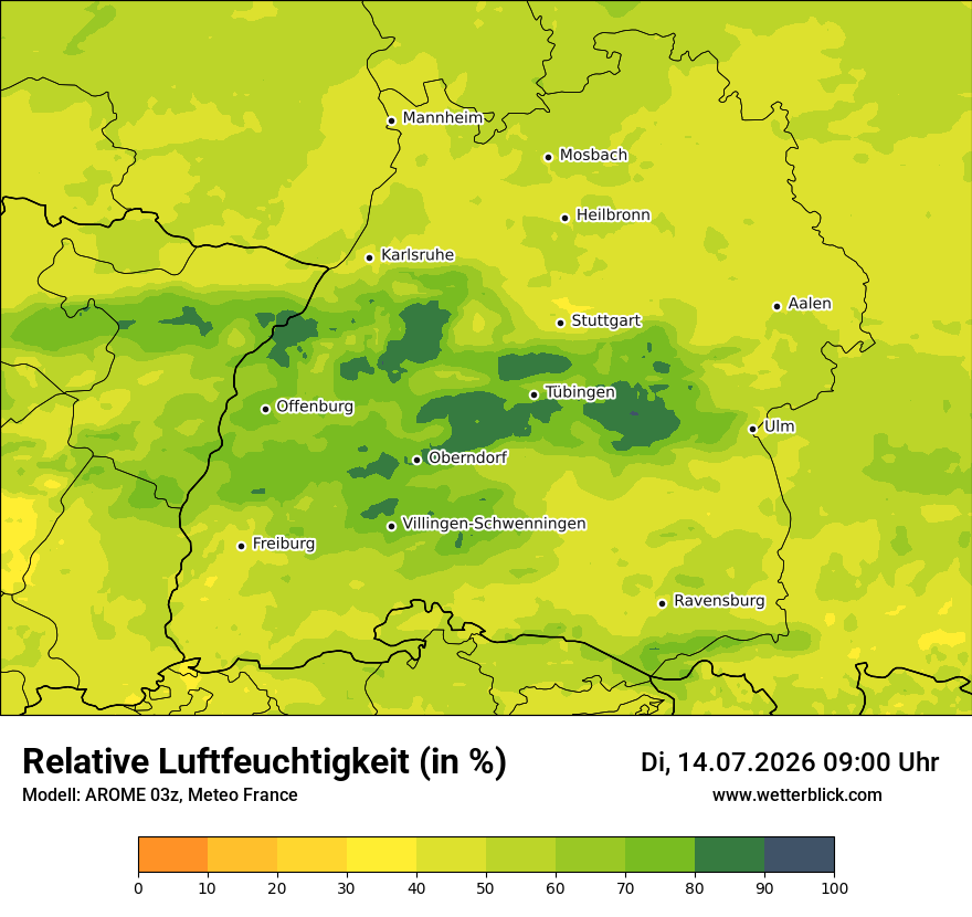 Modellkarte AROME – relhum – bw