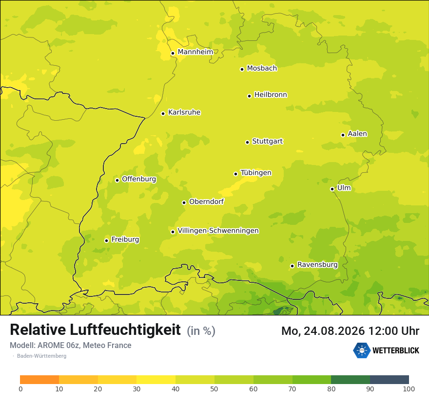 Modellkarte AROME – relhum – bw