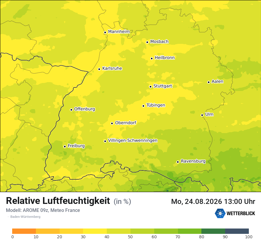 Modellkarte AROME – relhum – bw