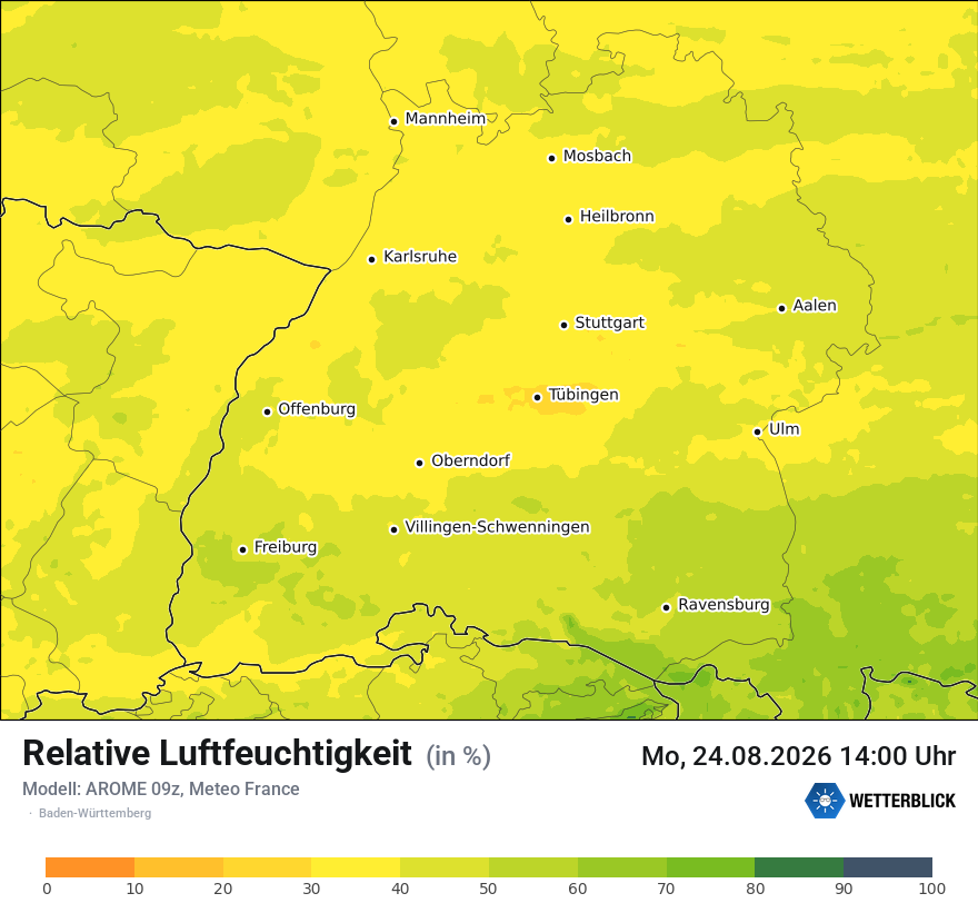 Modellkarte AROME – relhum – bw