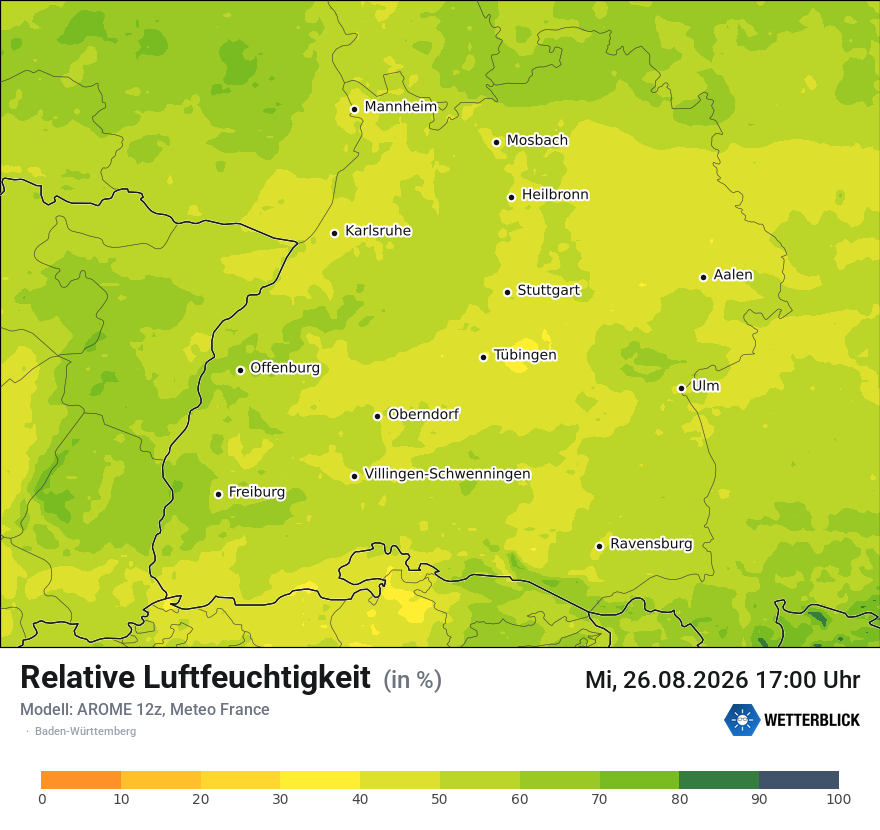 Modellkarte AROME – relhum – bw