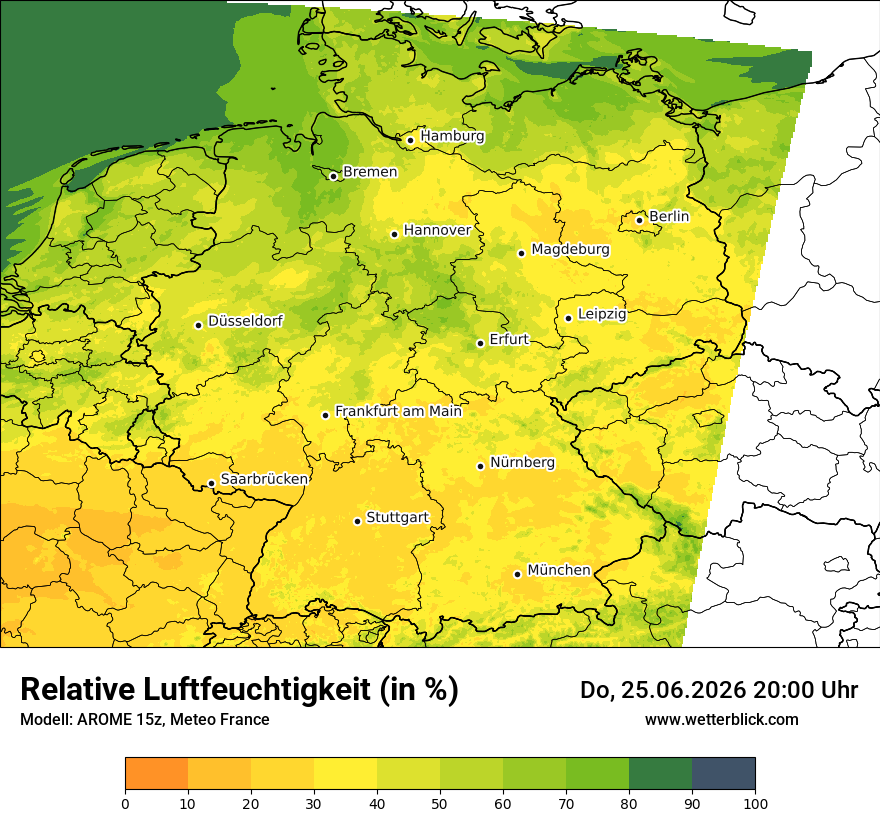 Modellkarte AROME – relhum – deutschland