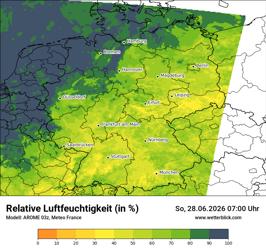 Modellkarte AROME – relhum – deutschland