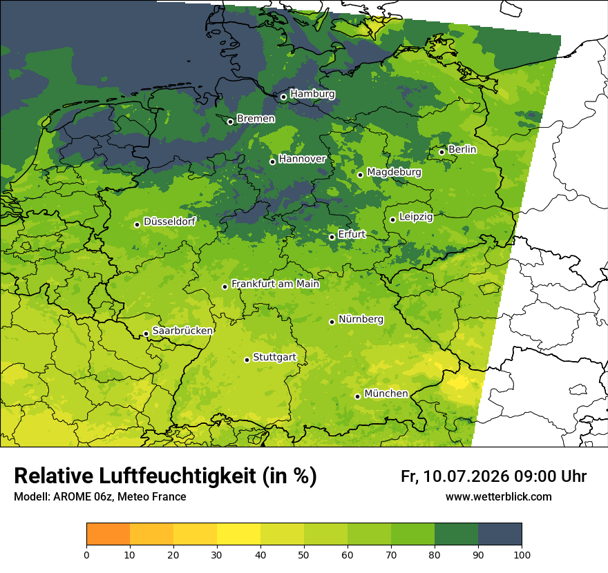 Modellkarte AROME – relhum – deutschland