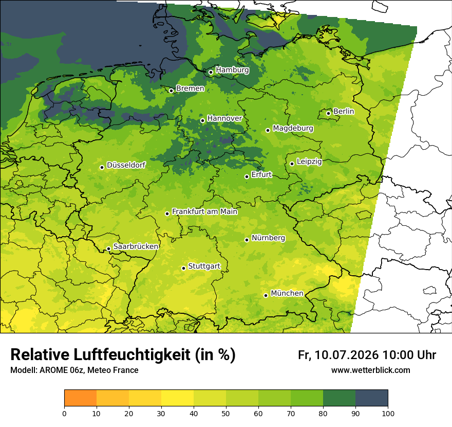 Modellkarte AROME – relhum – deutschland