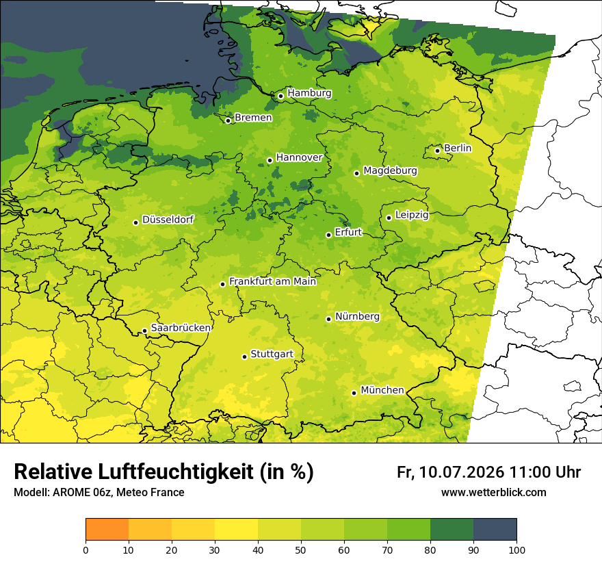 Modellkarte AROME – relhum – deutschland