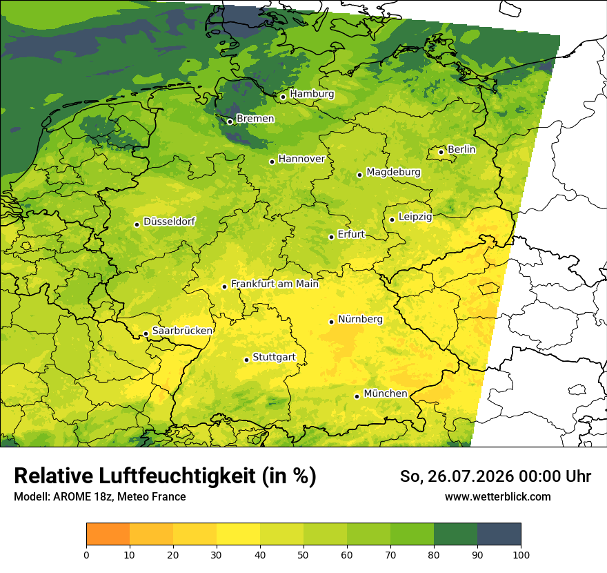 Modellkarte AROME – relhum – deutschland