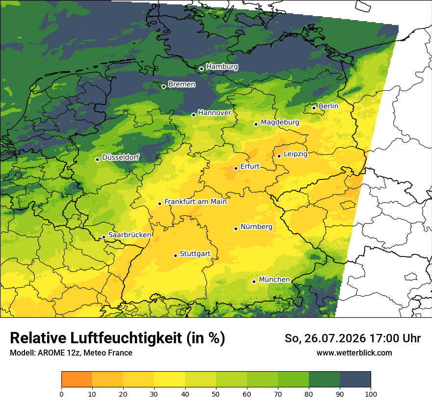 Modellkarte AROME – relhum – deutschland