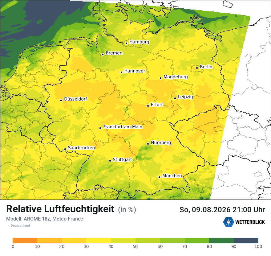 Modellkarte AROME – relhum – deutschland